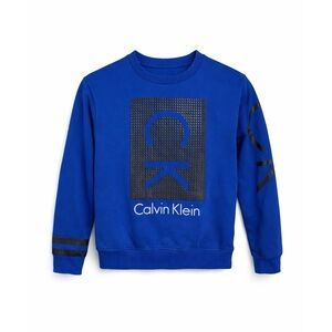 Calvin Klein Blue & Black Rubber Studded CK Graphic Crewneck Sweater Boys 10